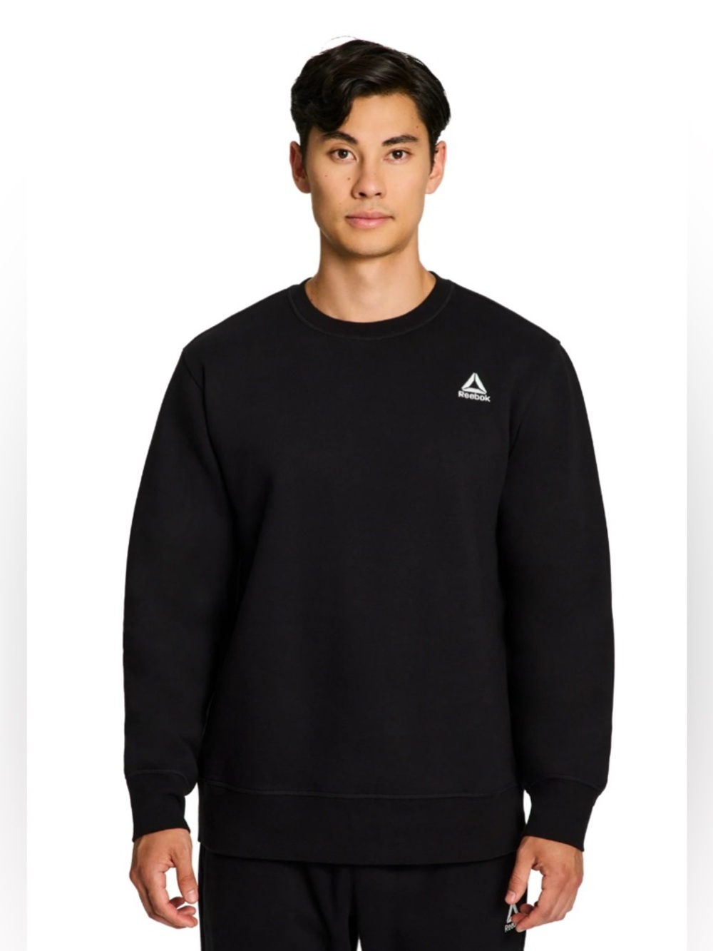 Reebok Menโs Black Crewneck Pullover with Logo